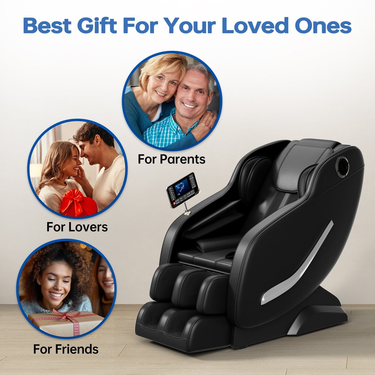 Full Body Massage Chair Zero Gravity Reclining Chair with Airbags, Heat Therapy and Hi-Fi Speakers, LCD Touchscreen Control