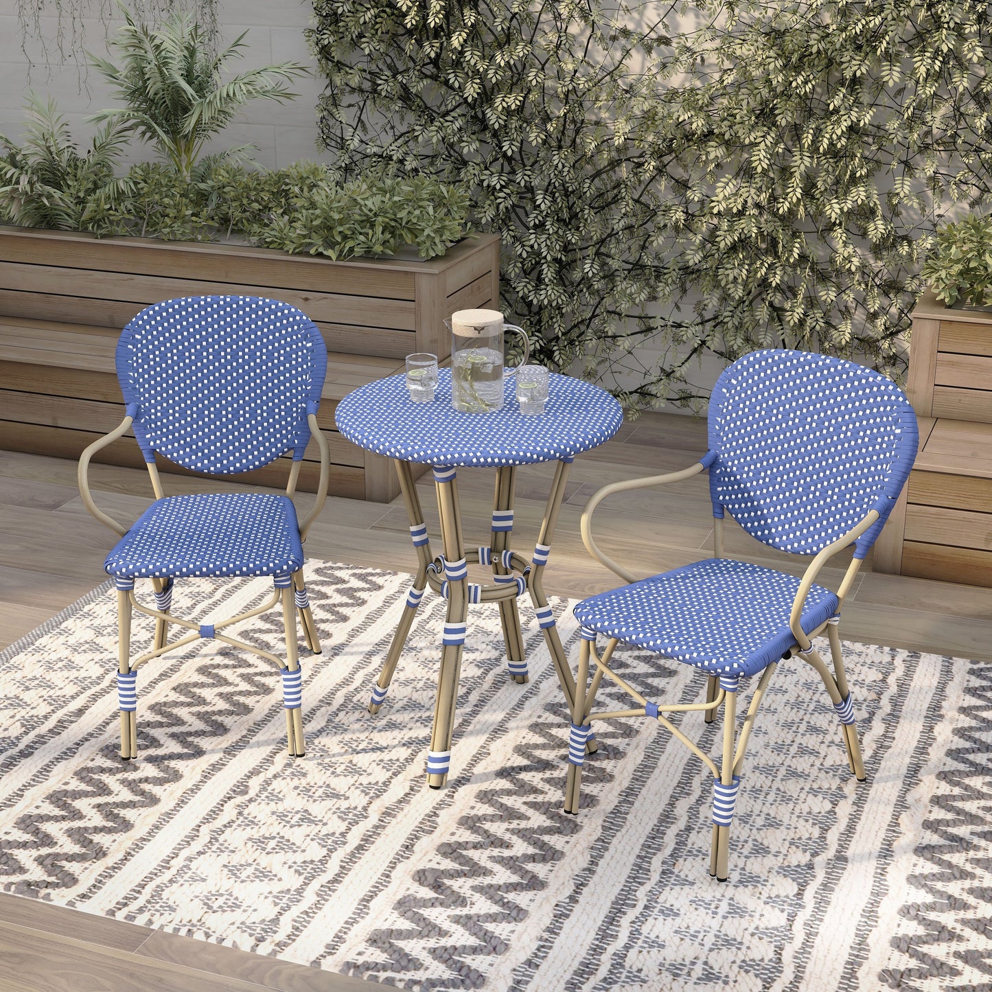 Courtnie French Country 3-Piece Aluminum Outdoor Bistro Set by Furniture of America