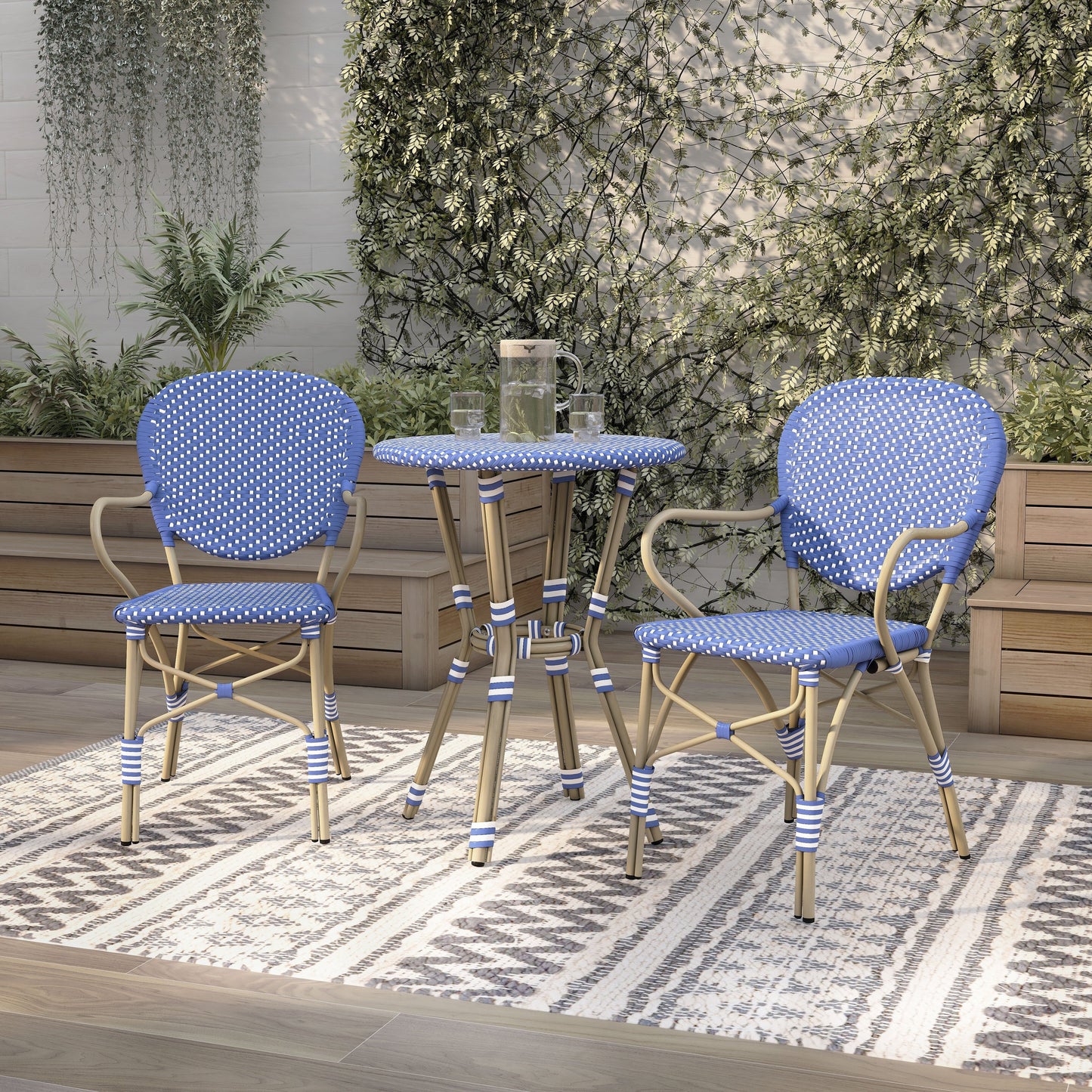 Courtnie French Country 3-Piece Aluminum Outdoor Bistro Set by Furniture of America