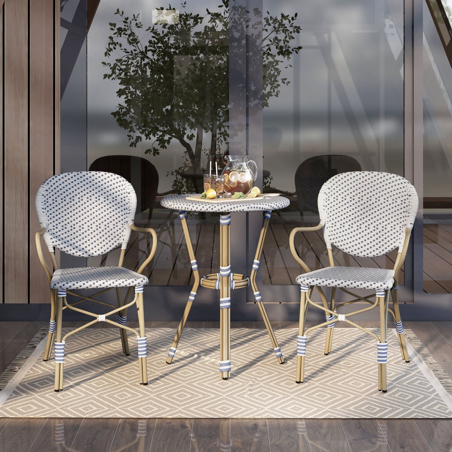 Courtnie French Country 3-Piece Aluminum Outdoor Bistro Set by Furniture of America