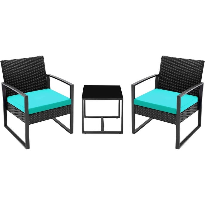 Furniwell 3 Pieces Patio Conversation Set Chairs with Coffee Table
