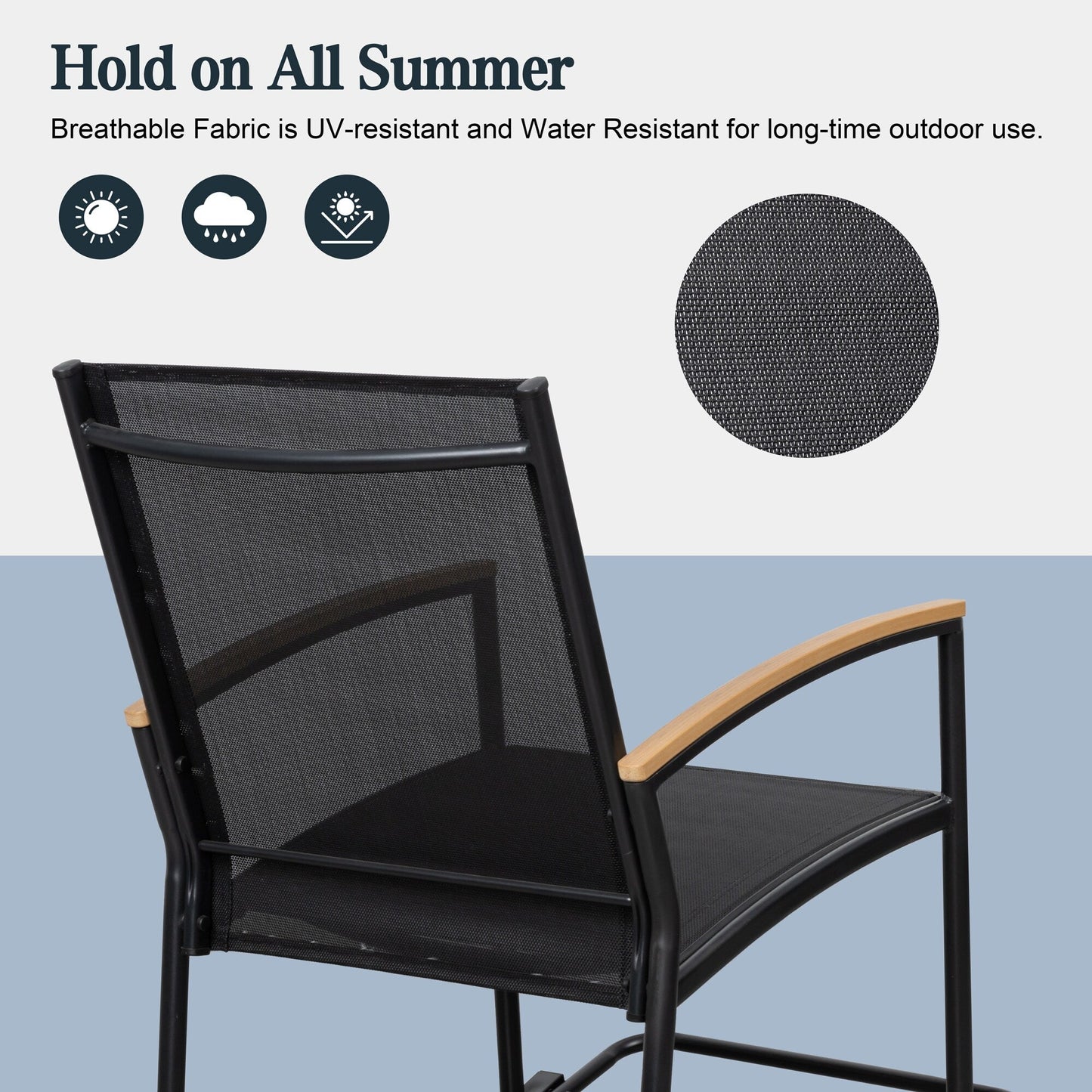 Futzca 3-Piece Patio Bistro Sets, Two Chairs with Coffee Table