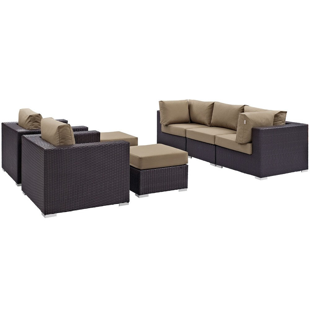 Bocabec Synthetic Rattan Outdoor Patio Sectional Set (7 Piece Set) by Havenside Home