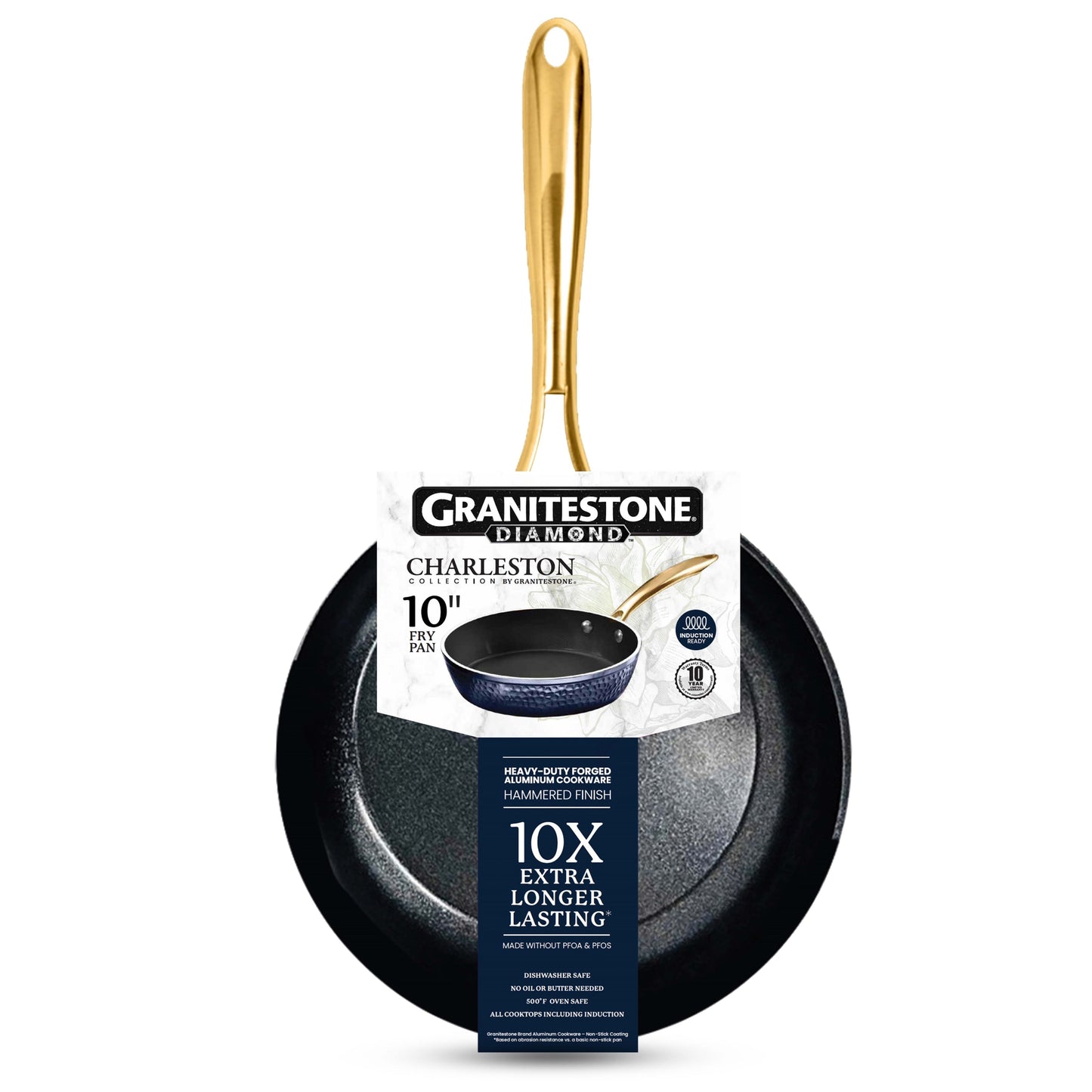 Granitestone Charleston Hammered 10 Inch Nonstick Navy Frying Pan