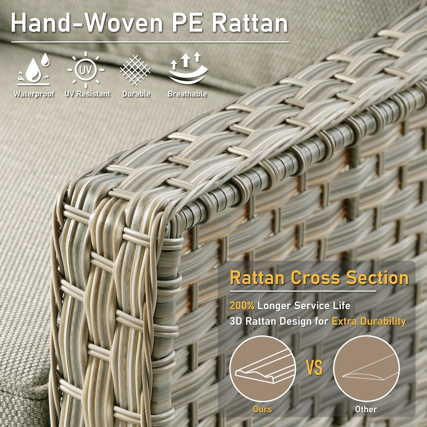 HOOOWOOO 6-pieces Wicker Patio Furniture Conversation Set with Coffee Table