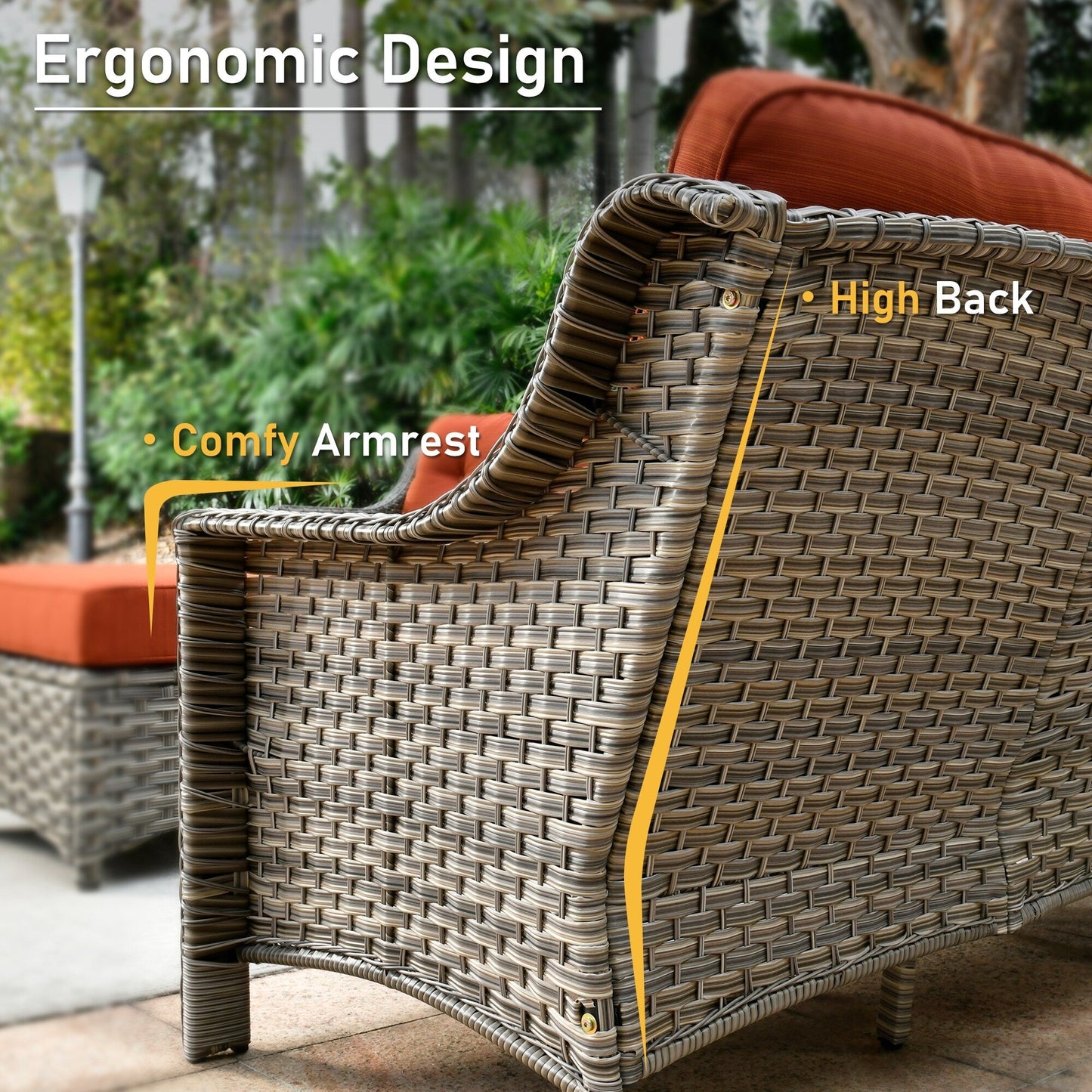 HOOOWOOO 6-pieces Wicker Patio Furniture Conversation Set with Coffee Table