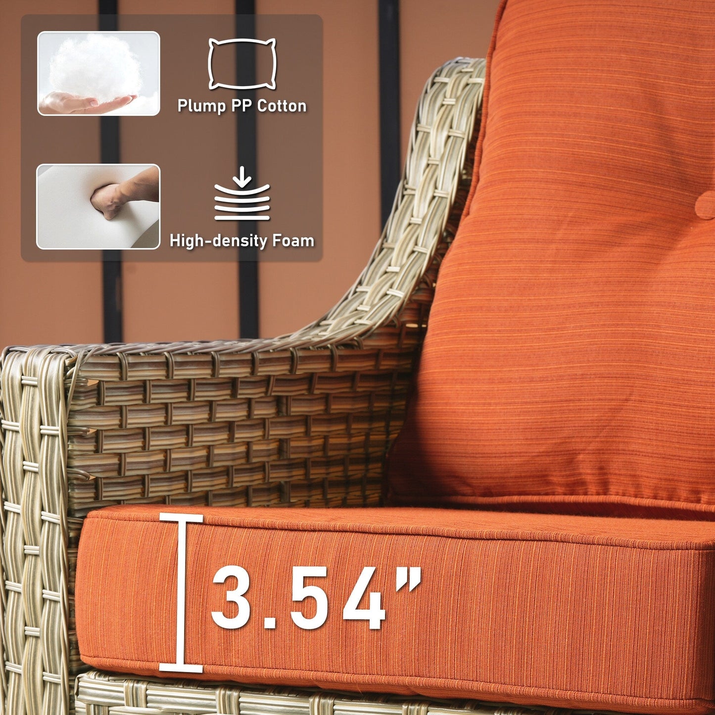 HOOOWOOO 6-pieces Wicker Patio Furniture Conversation Set with Coffee Table