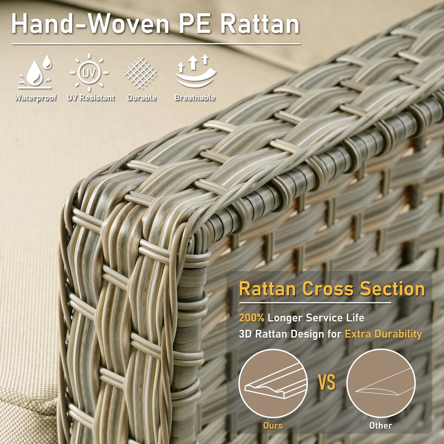 HOOOWOOO 6-pieces Wicker Patio Furniture Conversation Set with Coffee Table