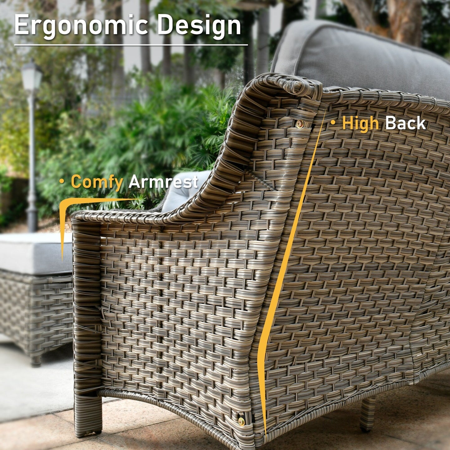 HOOOWOOO 6-pieces Wicker Patio Furniture Conversation Set with Coffee Table