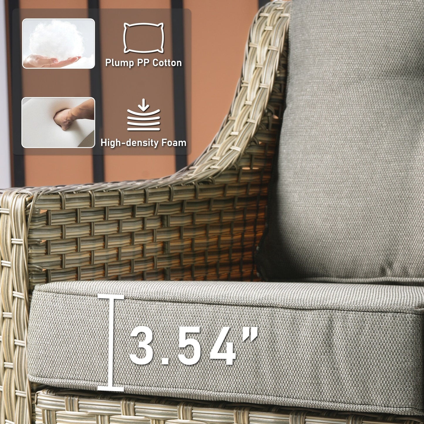HOOOWOOO 6-pieces Wicker Patio Furniture Conversation Set with Coffee Table