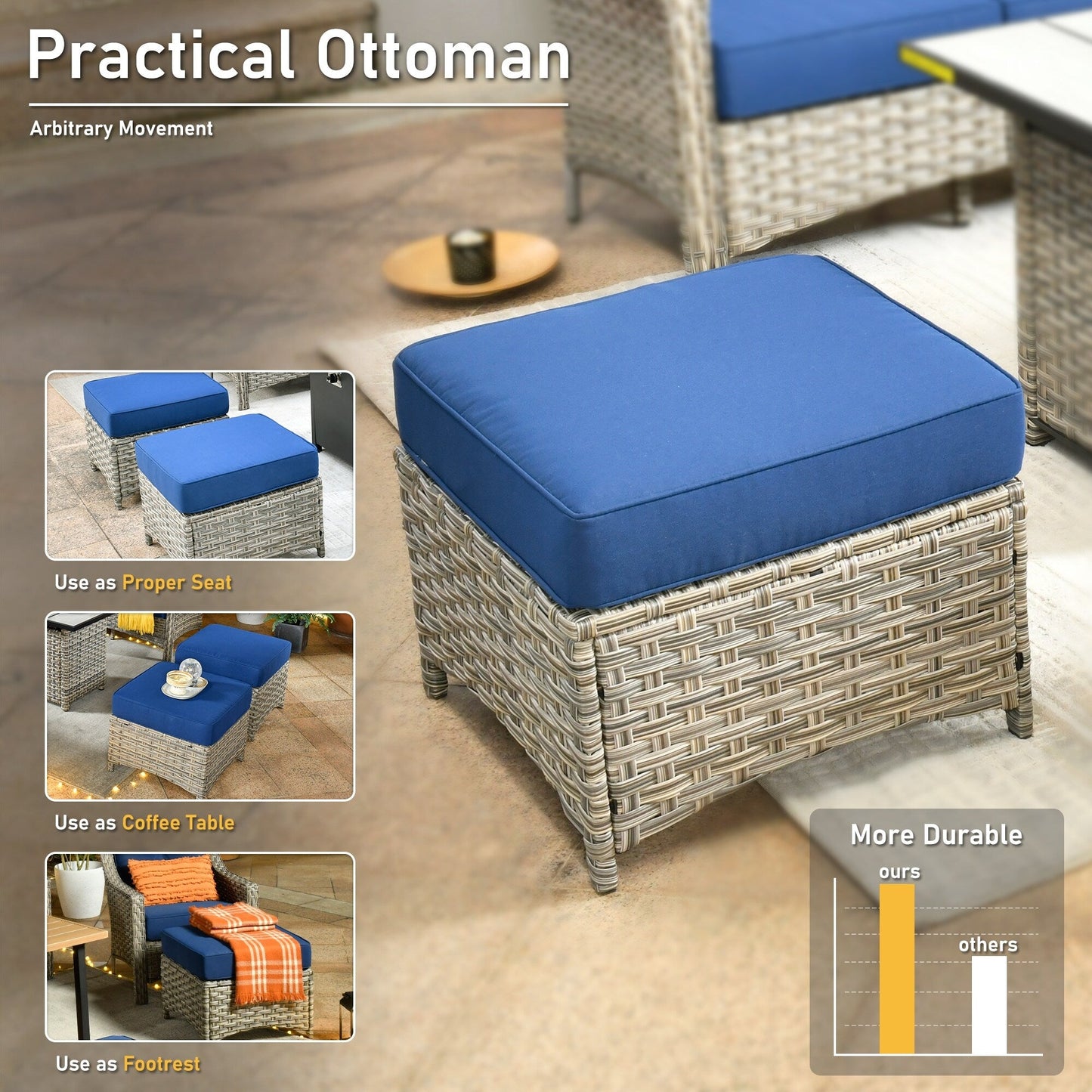 HOOOWOOO 6-pieces Wicker Patio Furniture Conversation Set with Coffee Table