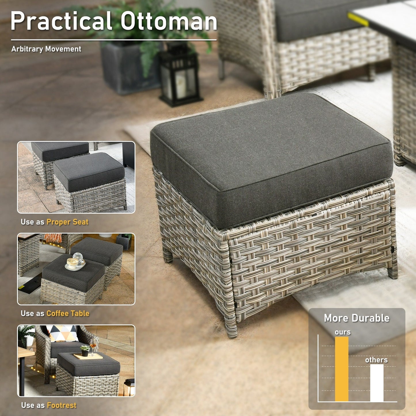 HOOOWOOO 6-pieces Wicker Patio Furniture Conversation Set with Coffee Table