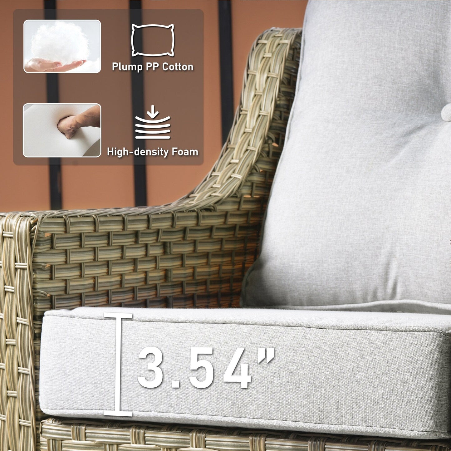 HOOOWOOO 6-pieces Wicker Patio Furniture Conversation Set with Coffee Table