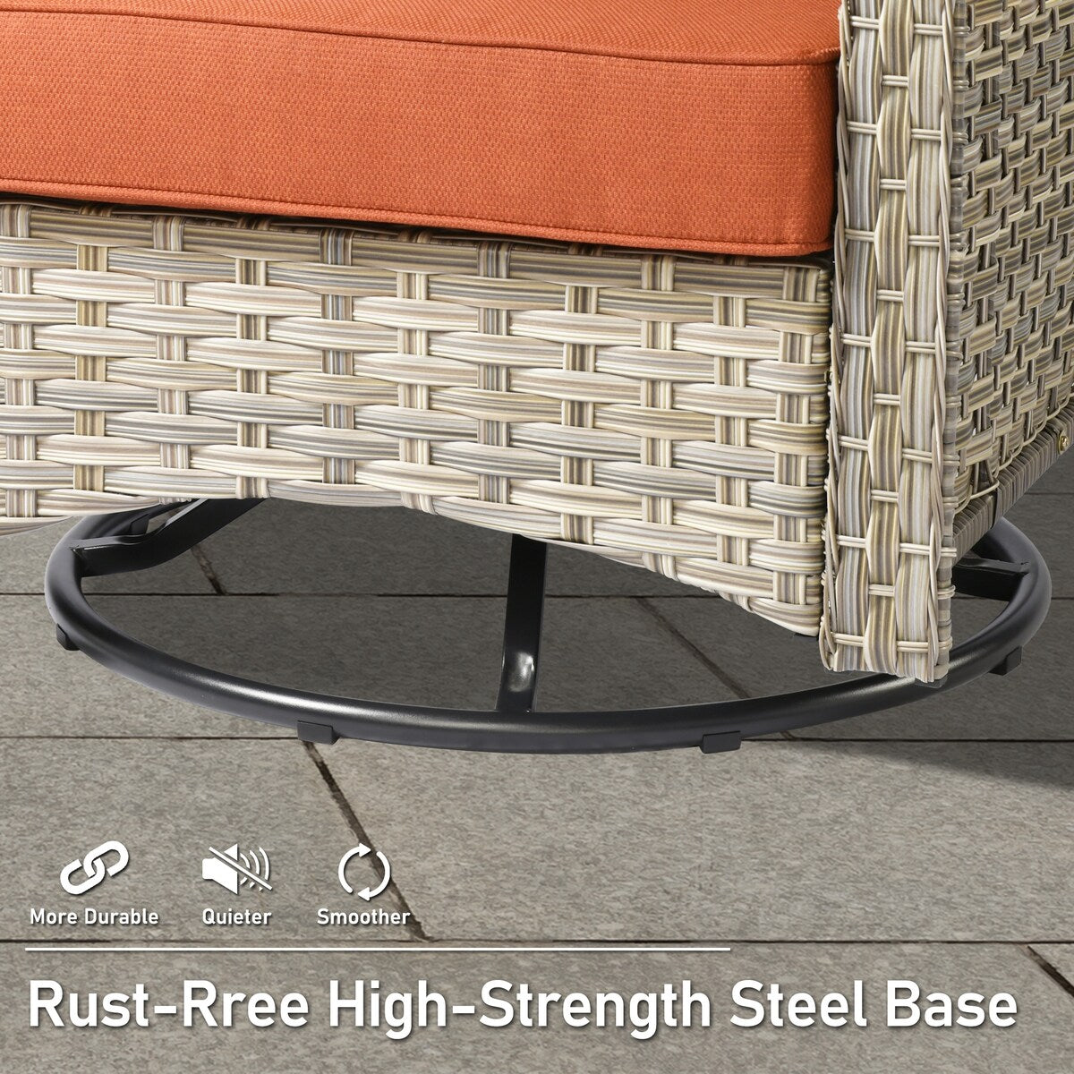 HOOOWOOO 7-piece Wicker High Back Patio Furniture Swivel Rocker Set with Fire Pit