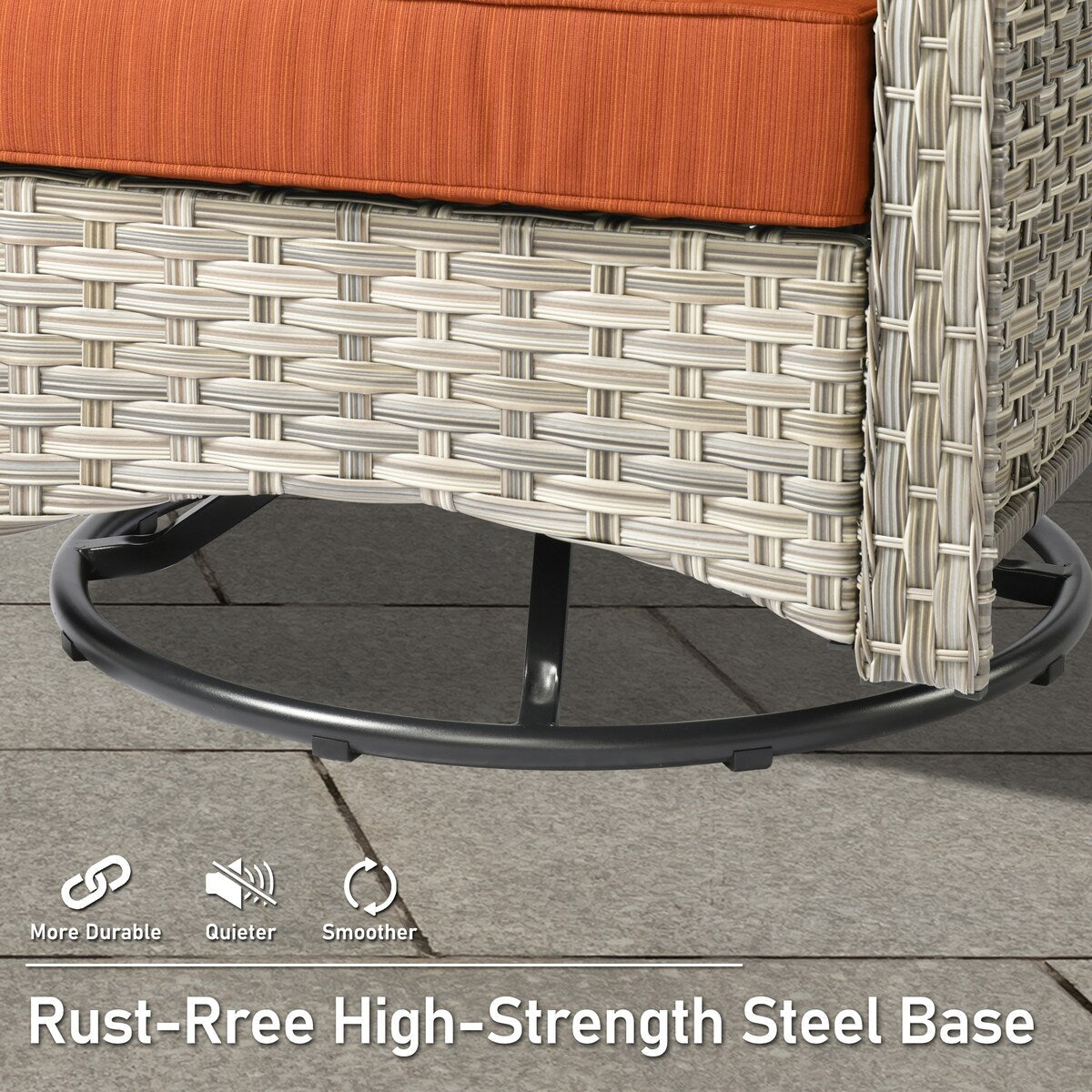 HOOOWOOO 7-piece Wicker High Back Patio Furniture Swivel Rocker Set with Fire Pit