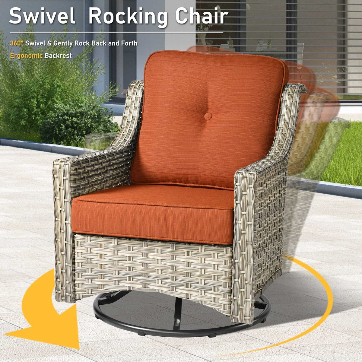 HOOOWOOO 9-piece Wicker High Back Patio Outdoor Swivel Chair Set