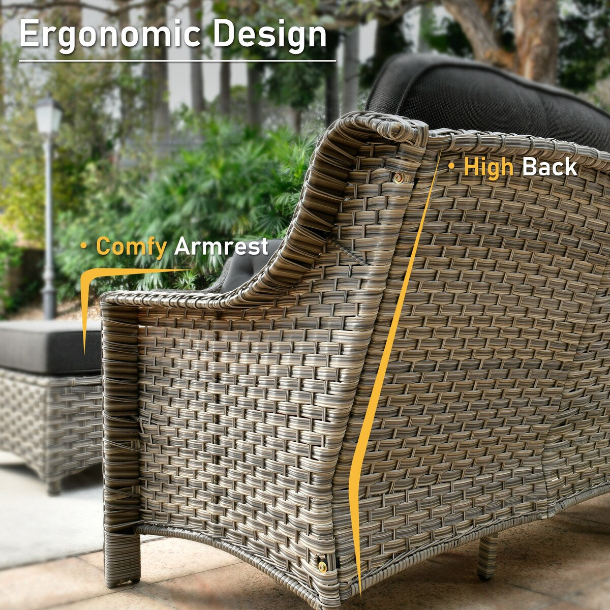HOOOWOOO 9-piece Wicker High Back Patio Outdoor Swivel Chair Set
