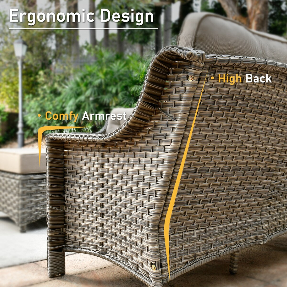HOOOWOOO 9-piece Wicker High Back Patio Outdoor Swivel Chair Set