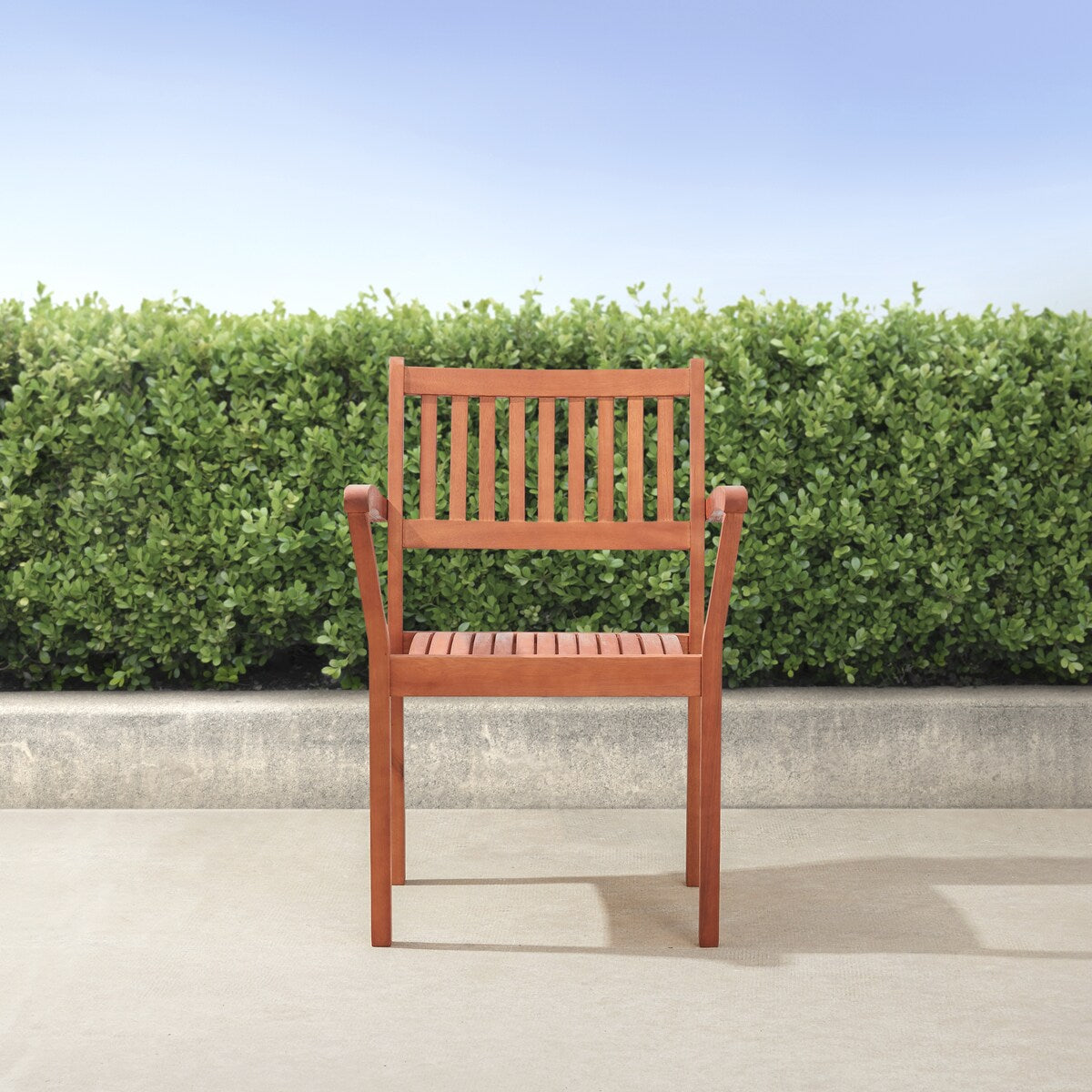 Hakan Wood Patio Curvy Legs Table and Stacking Chair Set