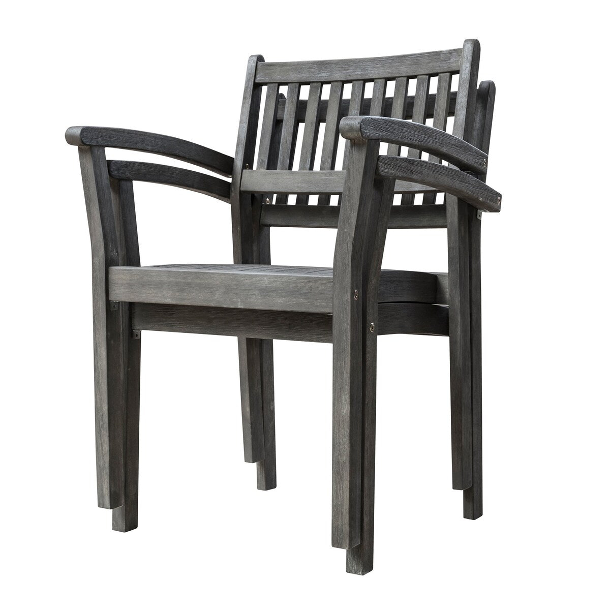 Hakan Wood Patio Curvy Legs Table and Stacking Chair Set