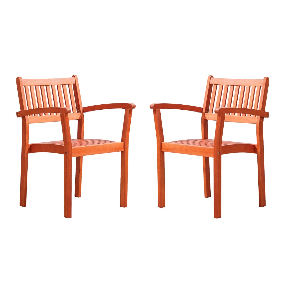 Hakan Wood Patio Curvy Legs Table and Stacking Chair Set