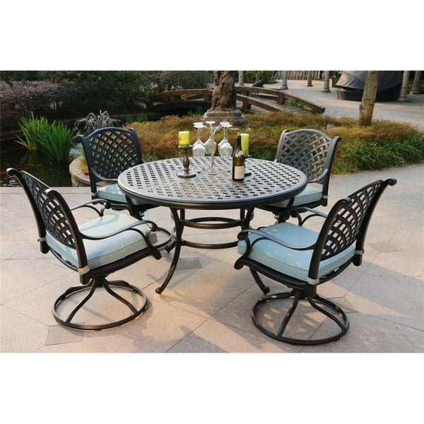 South Ponto 5-piece Aged Bronze Aluminum Round Dining Set with Swivel Chairs by Havenside Home