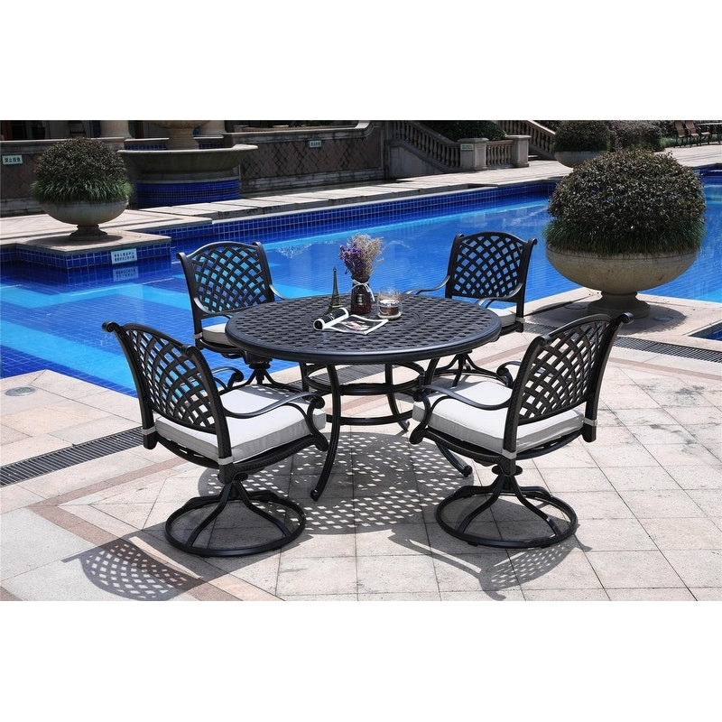 South Ponto 5-piece Aged Bronze Aluminum Round Dining Set with Swivel Chairs by Havenside Home