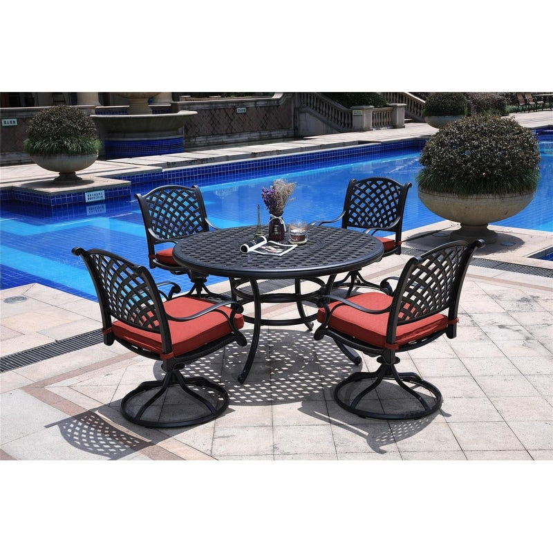 South Ponto 5-piece Aged Bronze Aluminum Round Dining Set with Swivel Chairs by Havenside Home