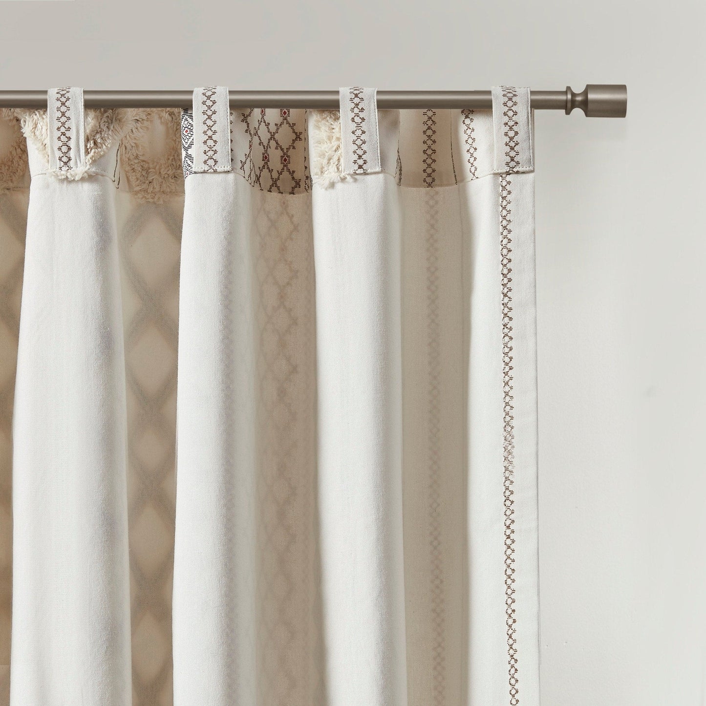 INK+IVY Imani Cotton Printed Single Curtain Panel with Chenille Stripe and Lining