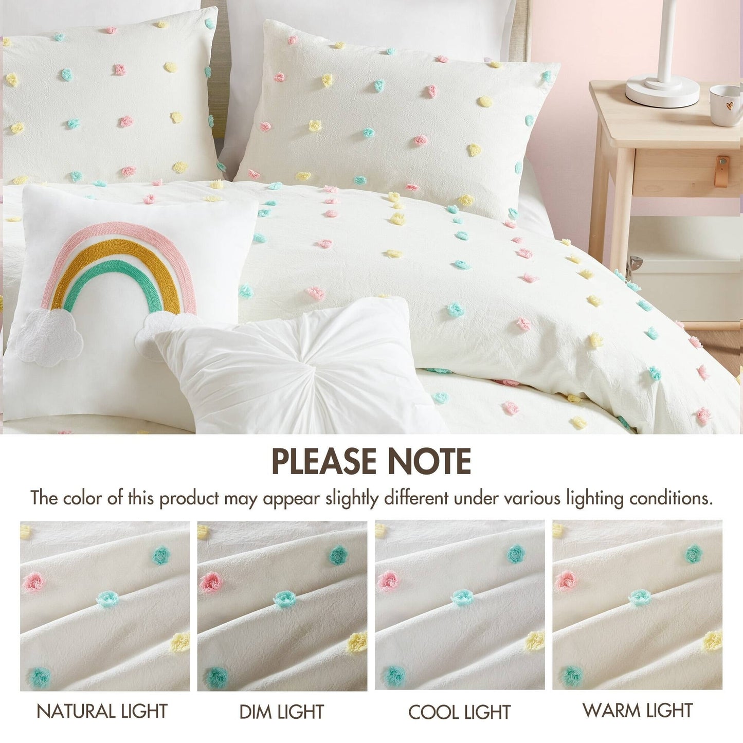 Intelligent Design Kids Ensley Pom Pom Cotton Jacquard Quilt Set with Throw Pillows
