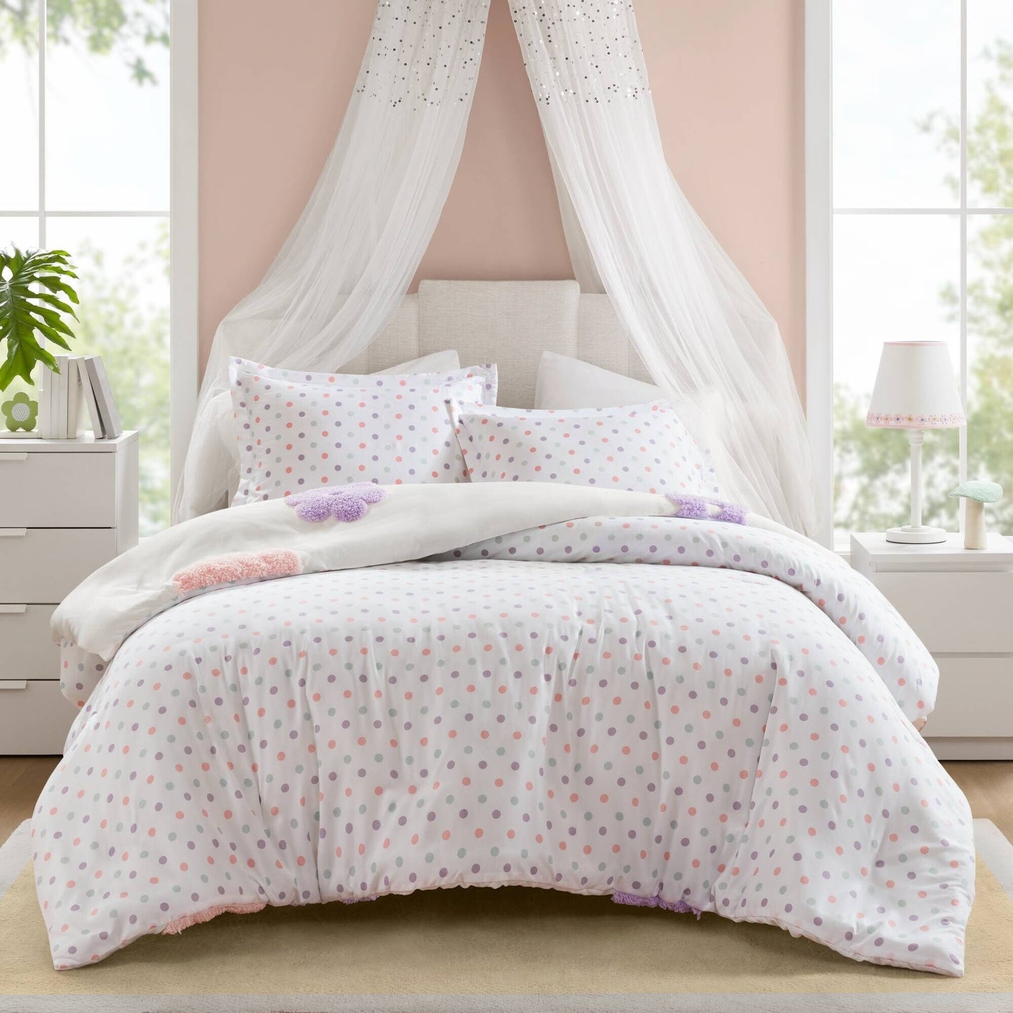 Intelligent Design Kids Madeline Floral Reversible Tufted Chenille Duvet Cover Set