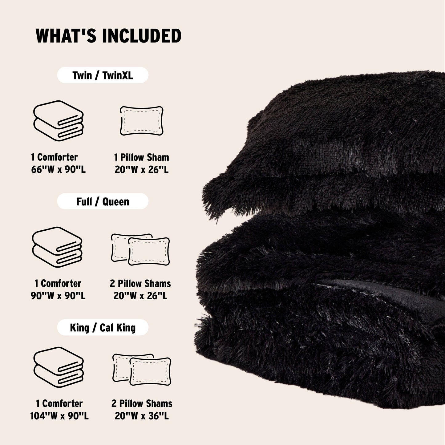 Intelligent Design Leena Shaggy Long Fur Comforter Mini Set