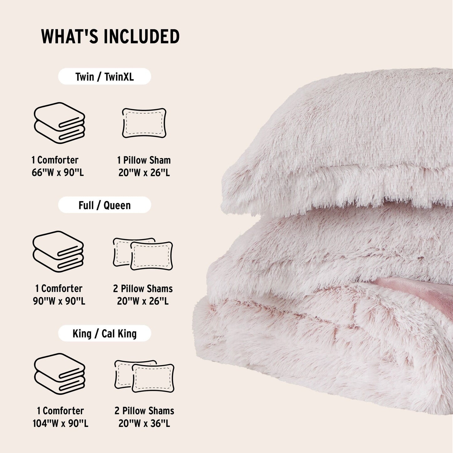 Intelligent Design Leena Shaggy Long Fur Comforter Mini Set