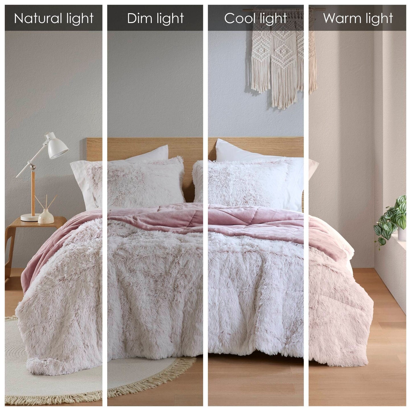 Intelligent Design Leena Shaggy Long Fur Comforter Mini Set