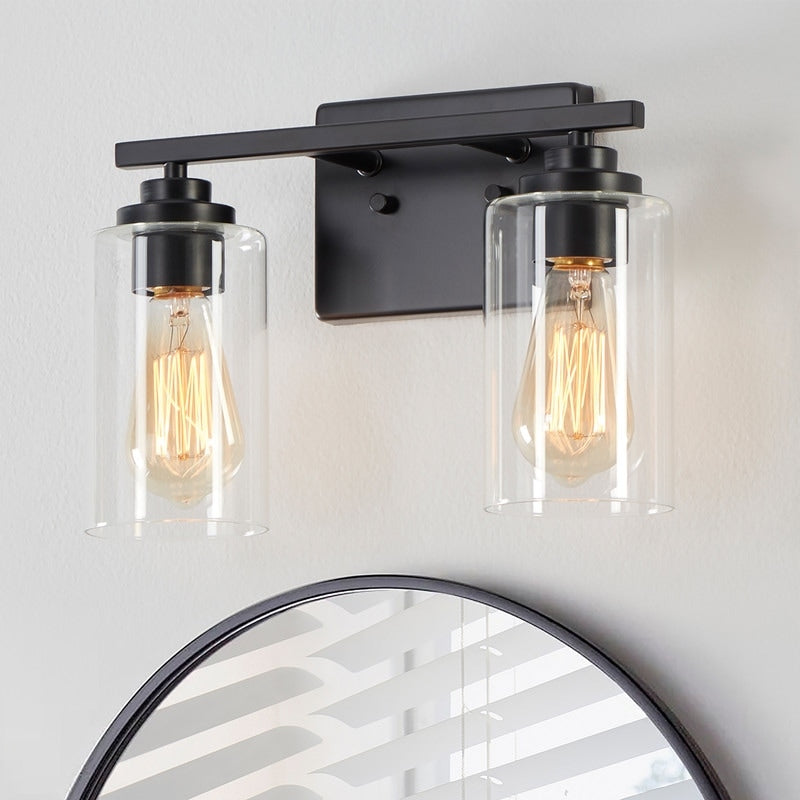 KAWOTI 2-Light Dimmable Bathroom Vanity Light with Clear Glass Shade