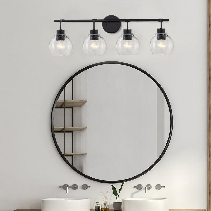 KAWOTI Dimmable Bathroom Vanity Light with Clear Glass Shades