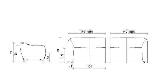 Canapé en cuir gris Kailesh