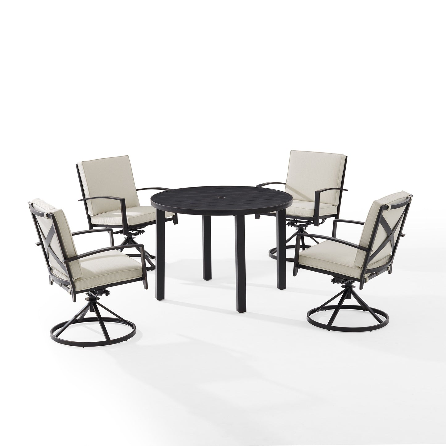 Crosley Kaplan 5Pc Outdoor Metal Round Dining Set- Table & 4 Swivel Chairs