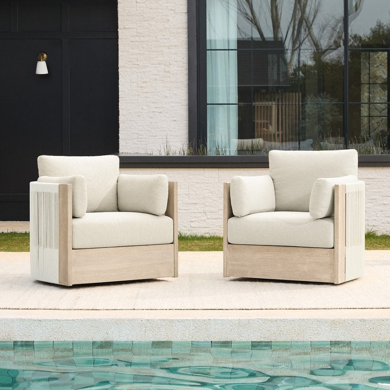 Khloe Outdoor Wood Patio Furniture Swivel Chair