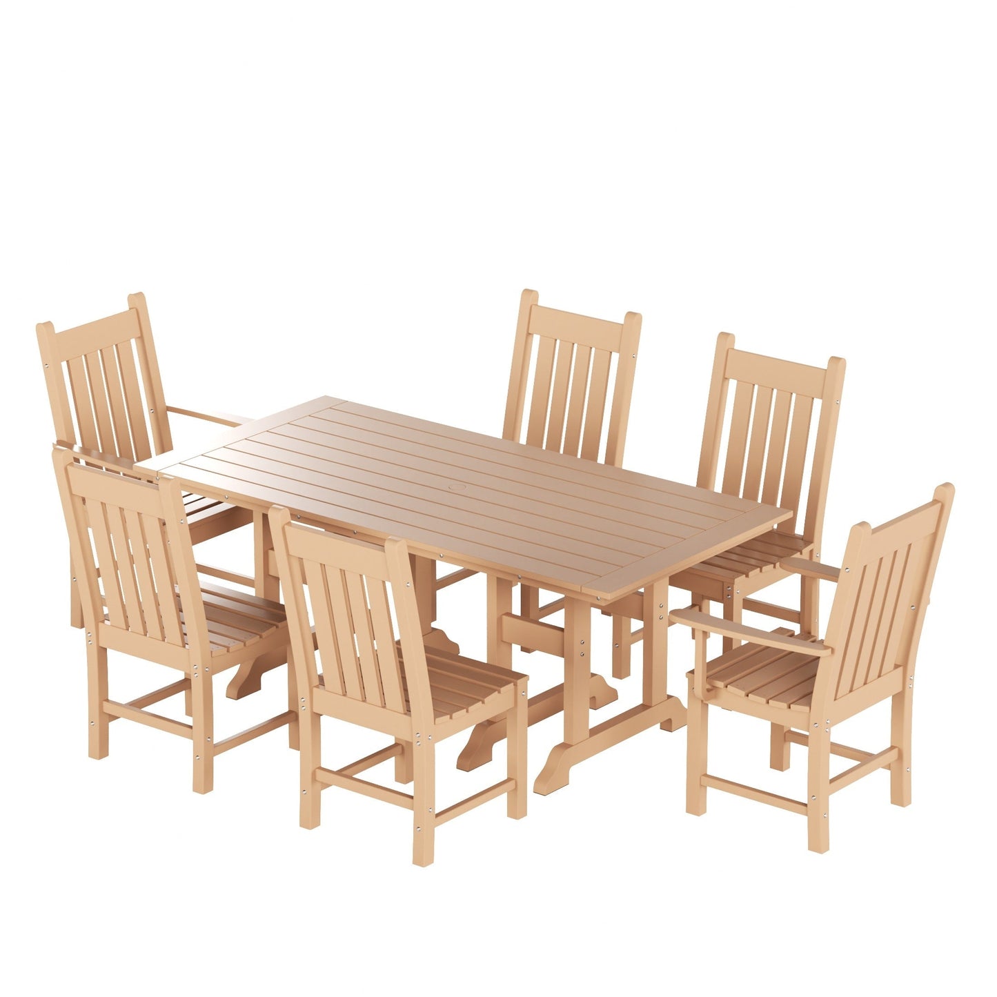 Polytrends Laguna Hdpe All Weather Outdoor Patio Dining Set with Rectangle Table, Side Chairs (7-Piece Set)