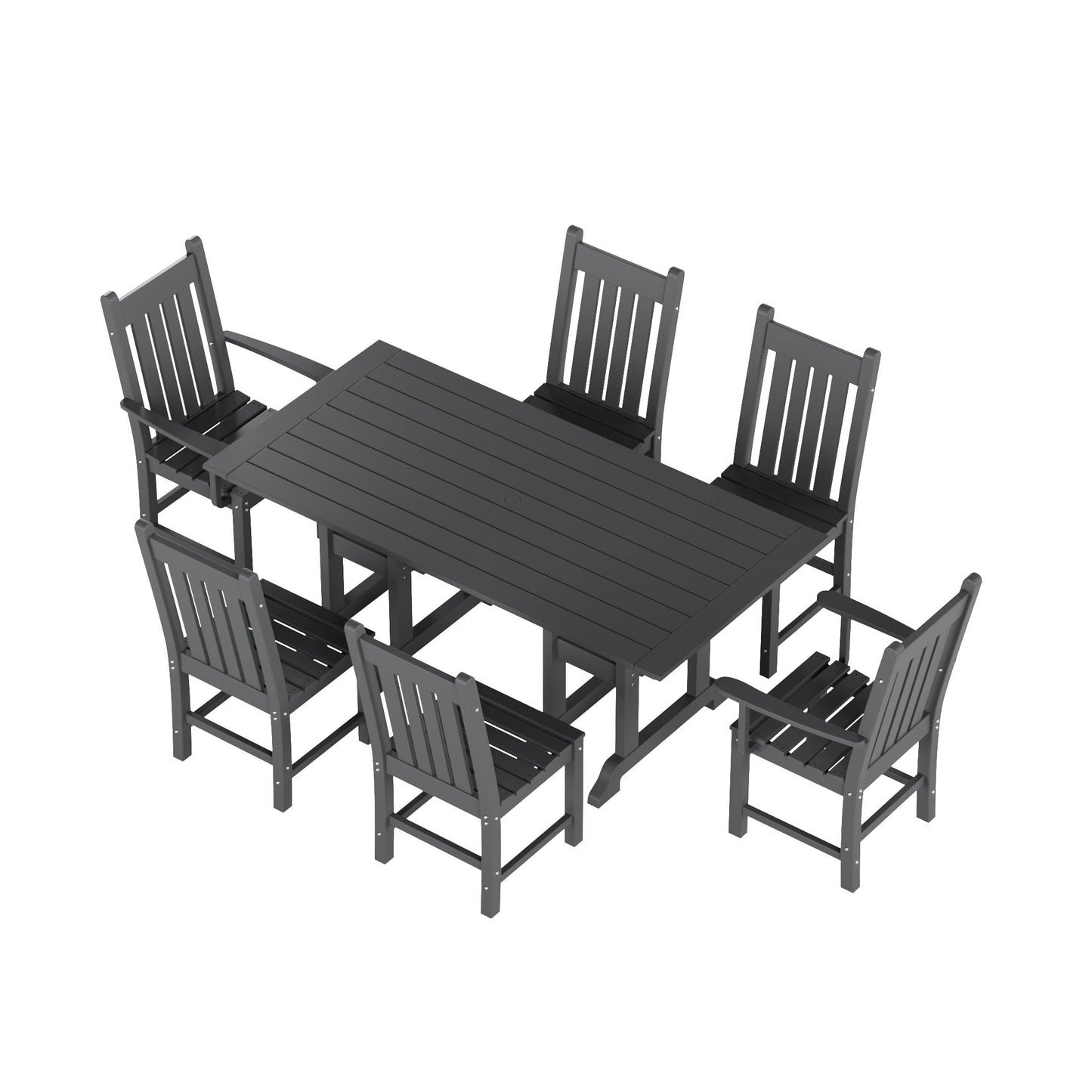 Polytrends Laguna Hdpe All Weather Outdoor Patio Dining Set with Rectangle Table, Side Chairs (7-Piece Set)