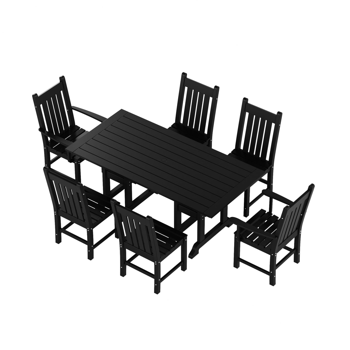 Polytrends Laguna Hdpe All Weather Outdoor Patio Dining Set with Rectangle Table, Side Chairs (7-Piece Set)