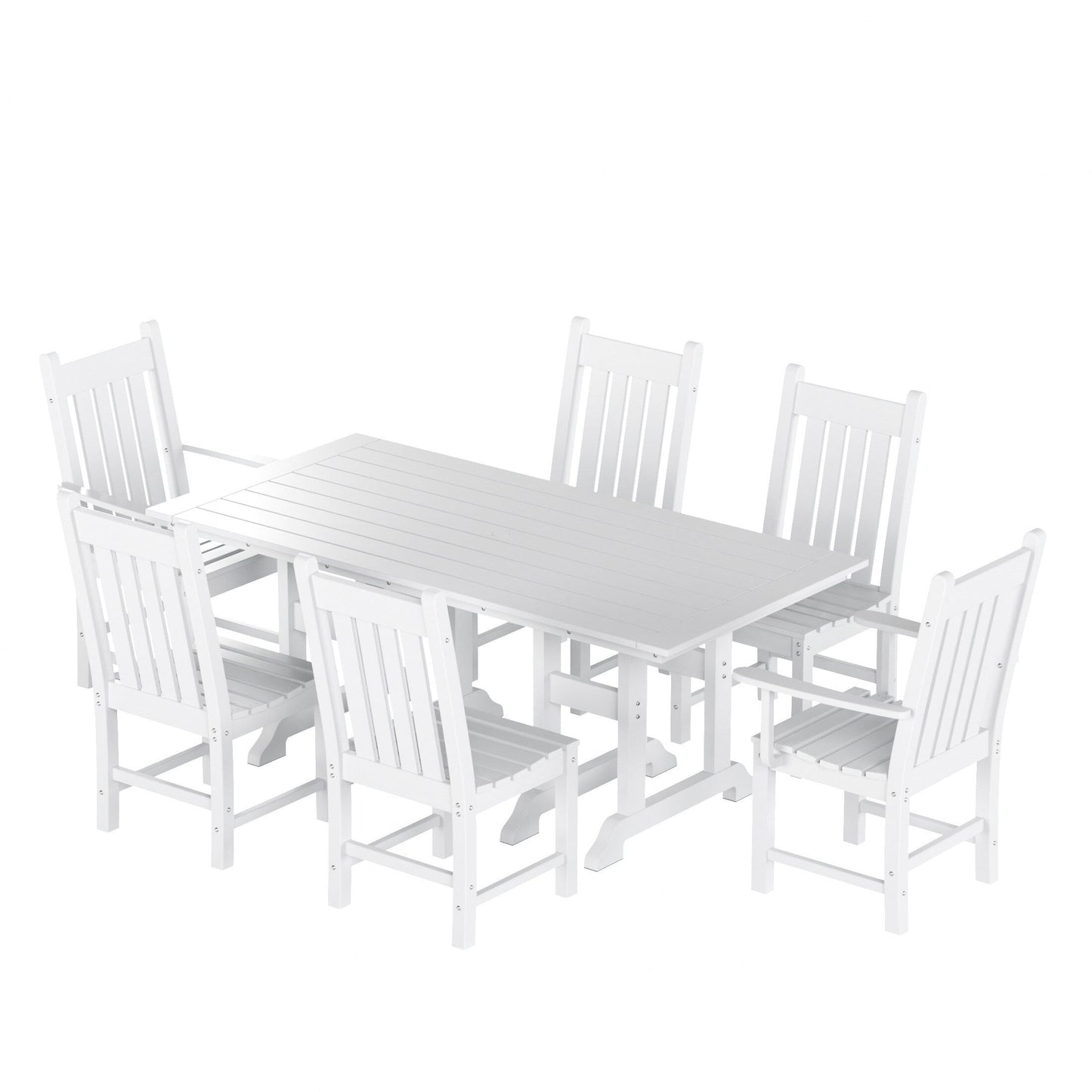 Polytrends Laguna Hdpe All Weather Outdoor Patio Dining Set with Rectangle Table, Side Chairs (7-Piece Set)