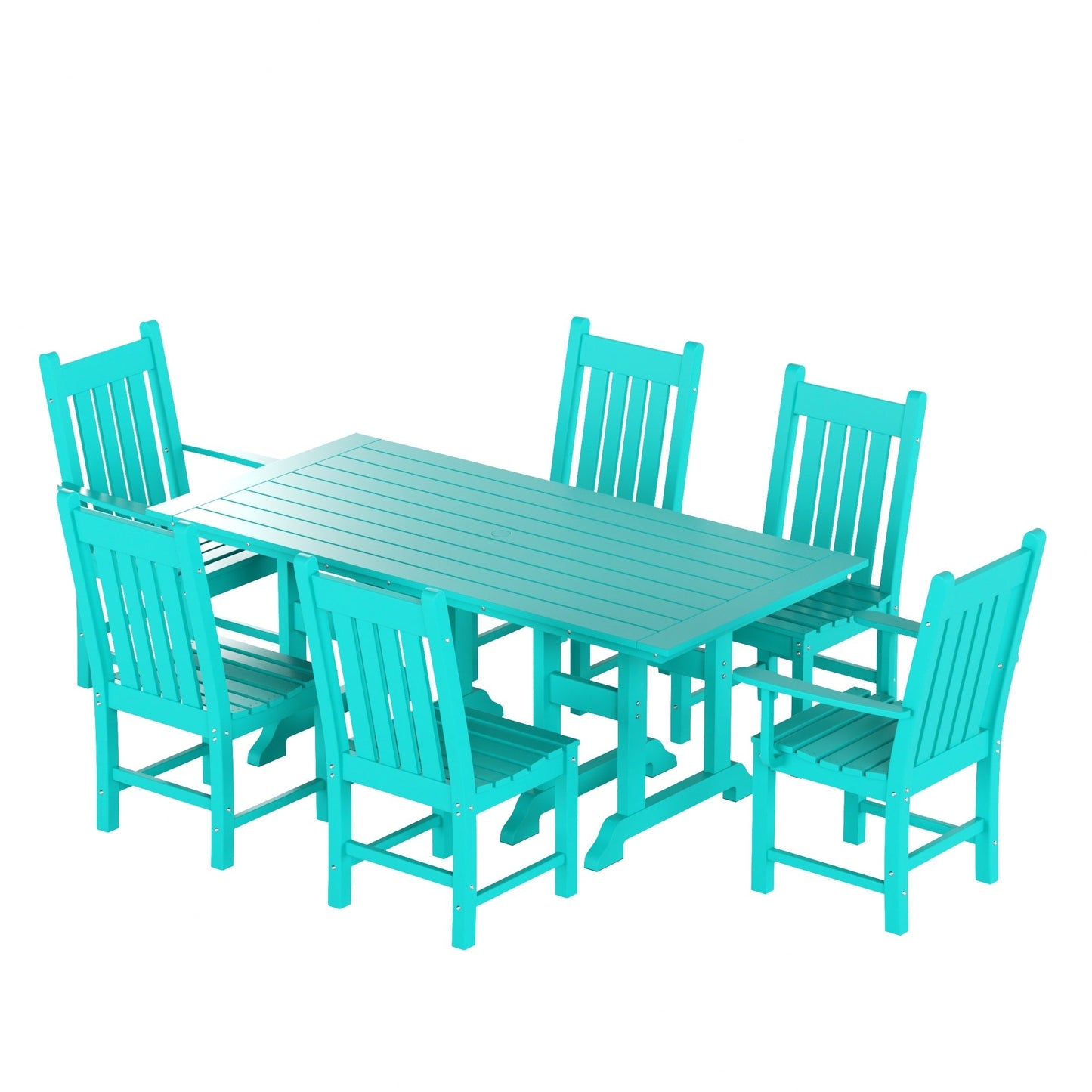 Polytrends Laguna Hdpe All Weather Outdoor Patio Dining Set with Rectangle Table, Side Chairs (7-Piece Set)