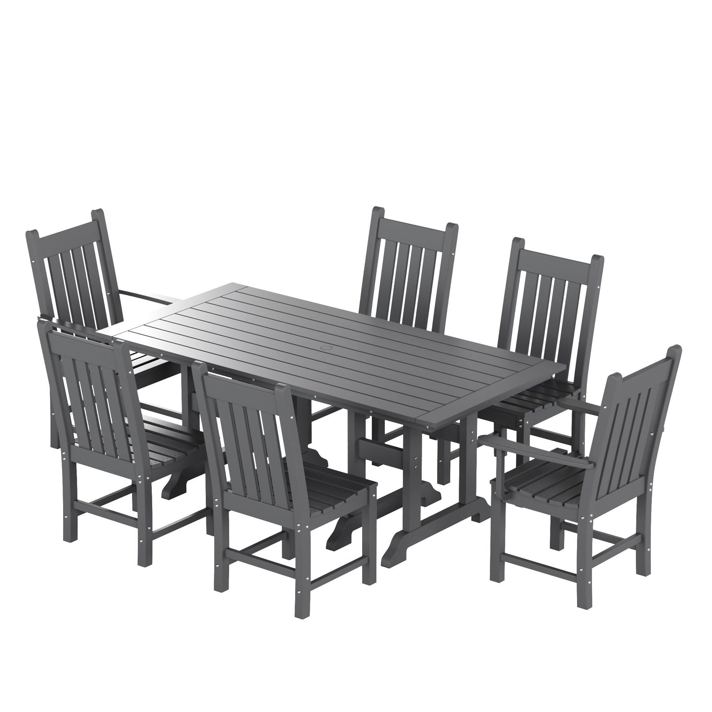 Polytrends Laguna Hdpe All Weather Outdoor Patio Dining Set with Rectangle Table, Side Chairs (7-Piece Set)