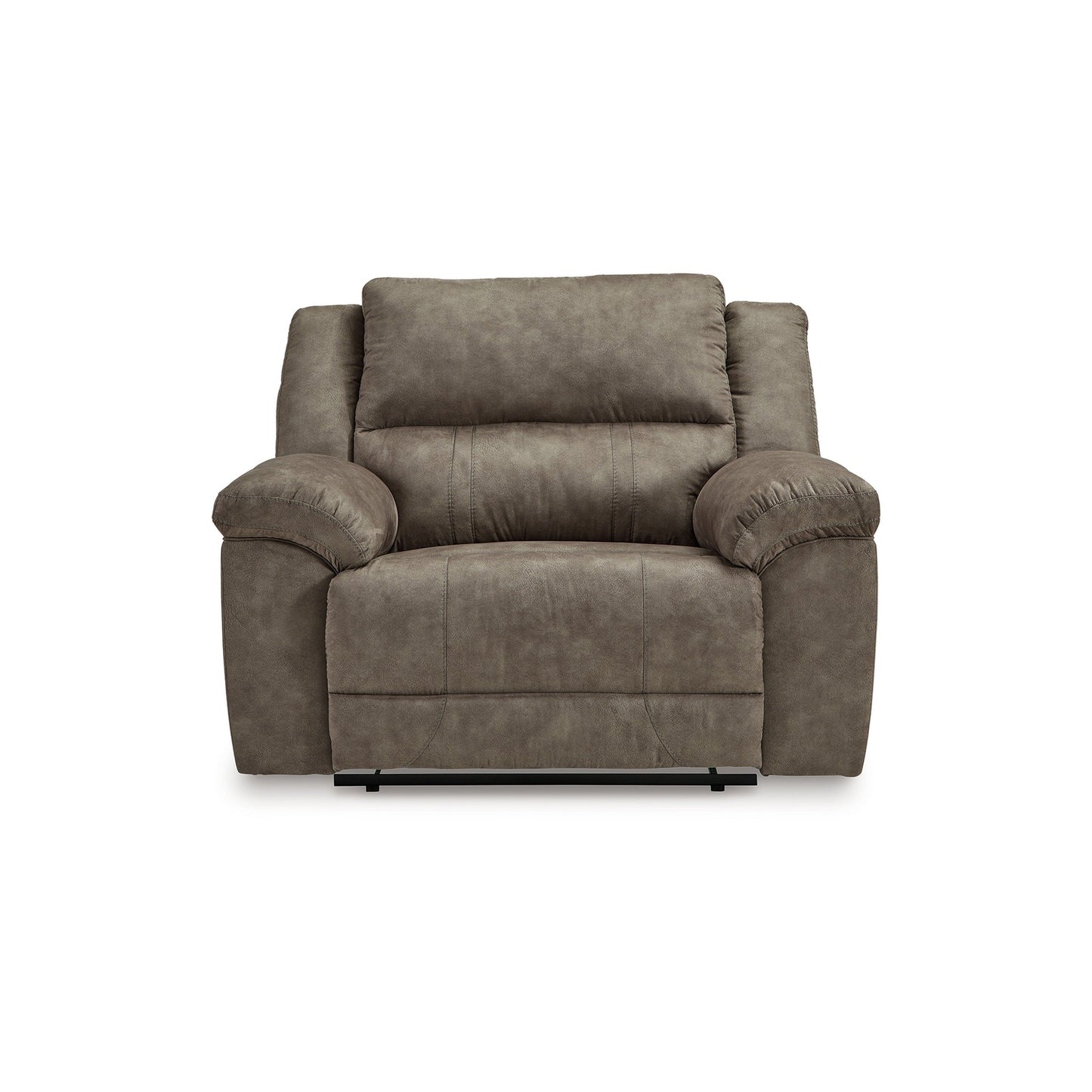 Larson Manual Recliner Oversize Chair, Brown Faux Leather, Pillow Arms