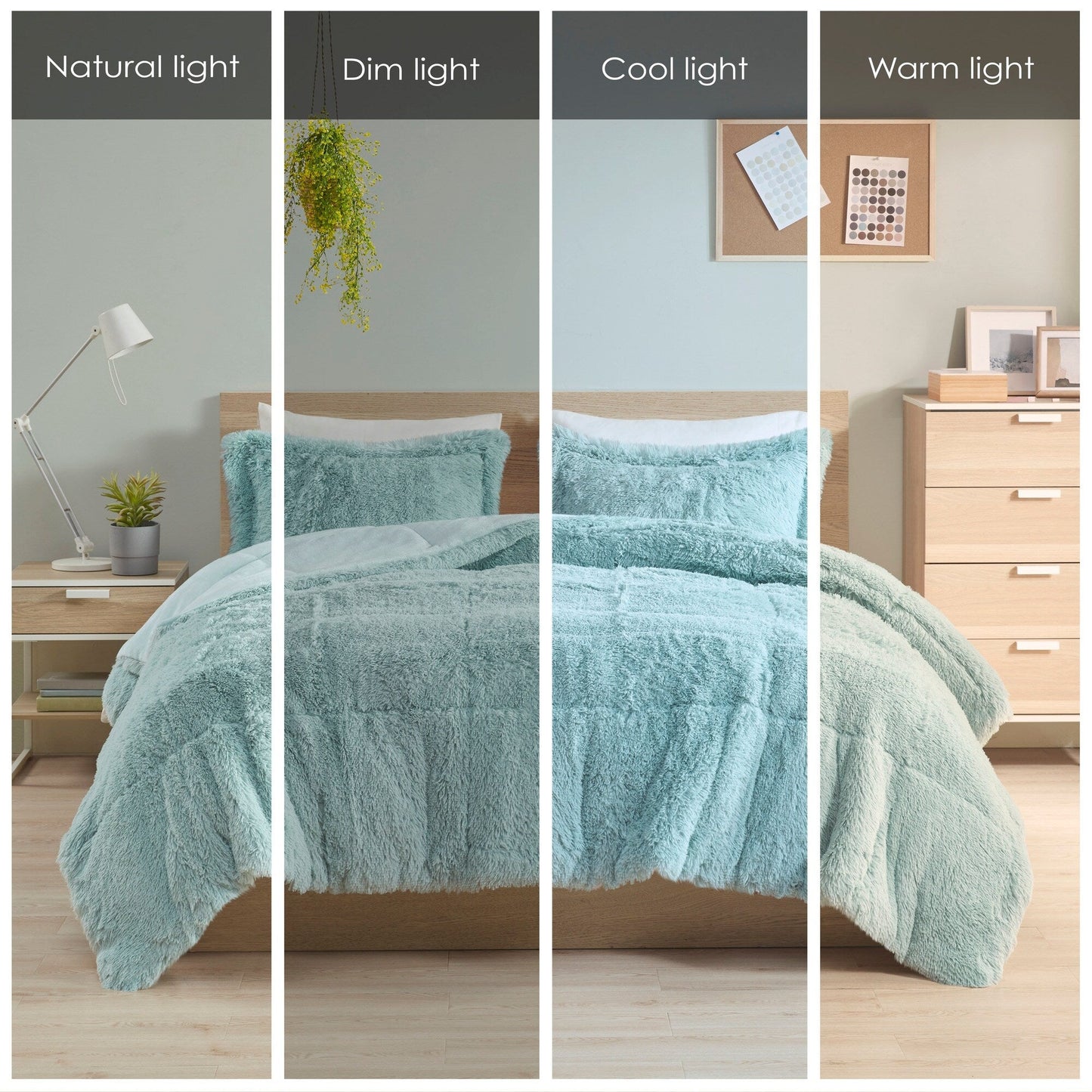 Intelligent Design Leena Shaggy Long Fur Comforter Mini Set