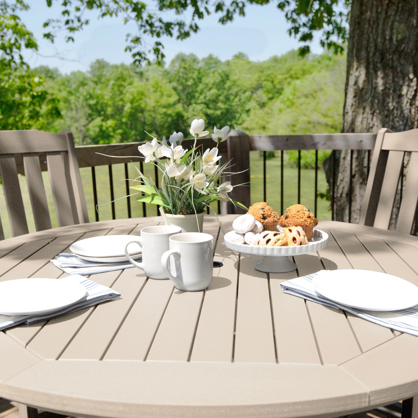 Lehigh 5-piece Outdoor Dining Set - 48 Round Table, Counter-height
