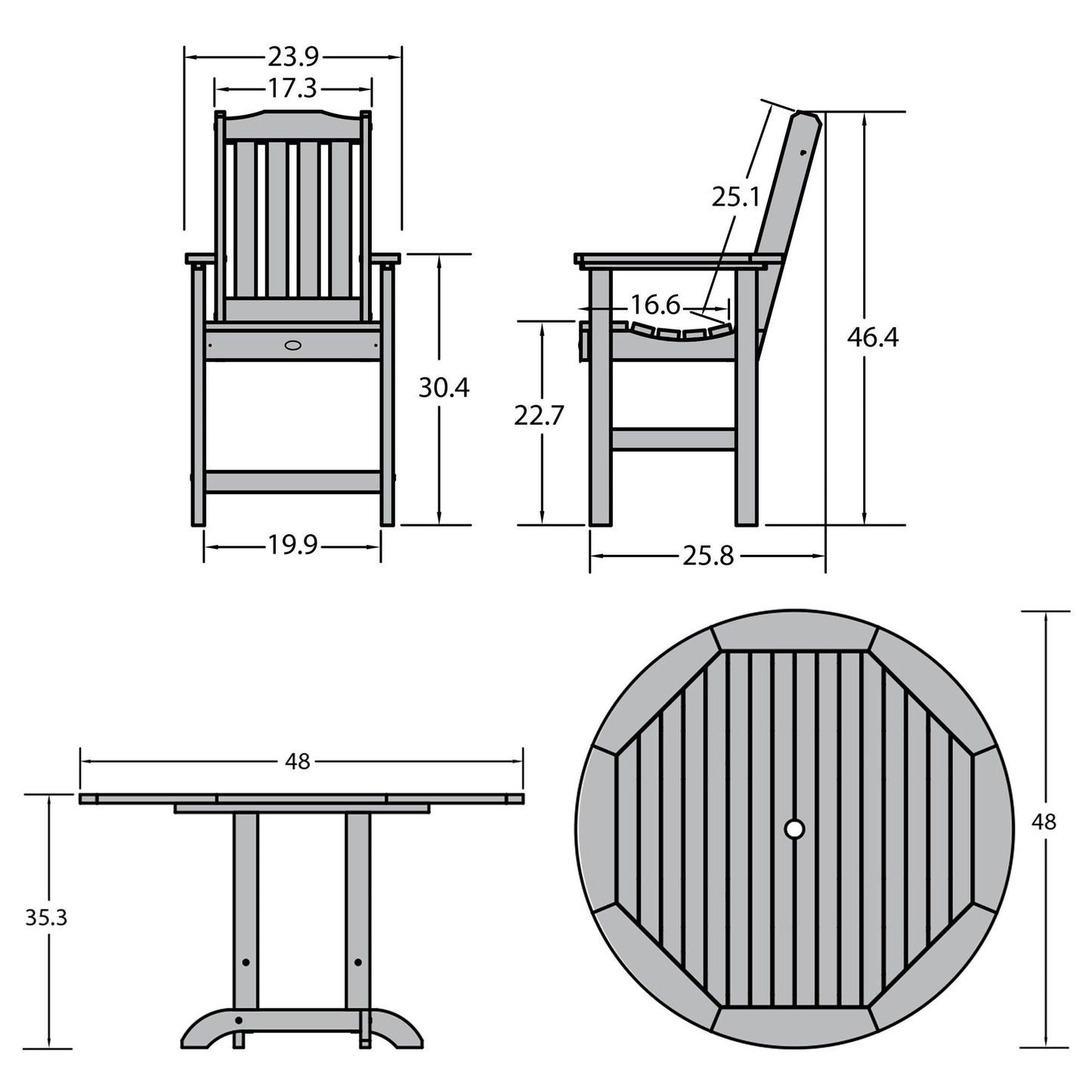Lehigh 5-piece Outdoor Dining Set - 48 Round Table, Counter-height