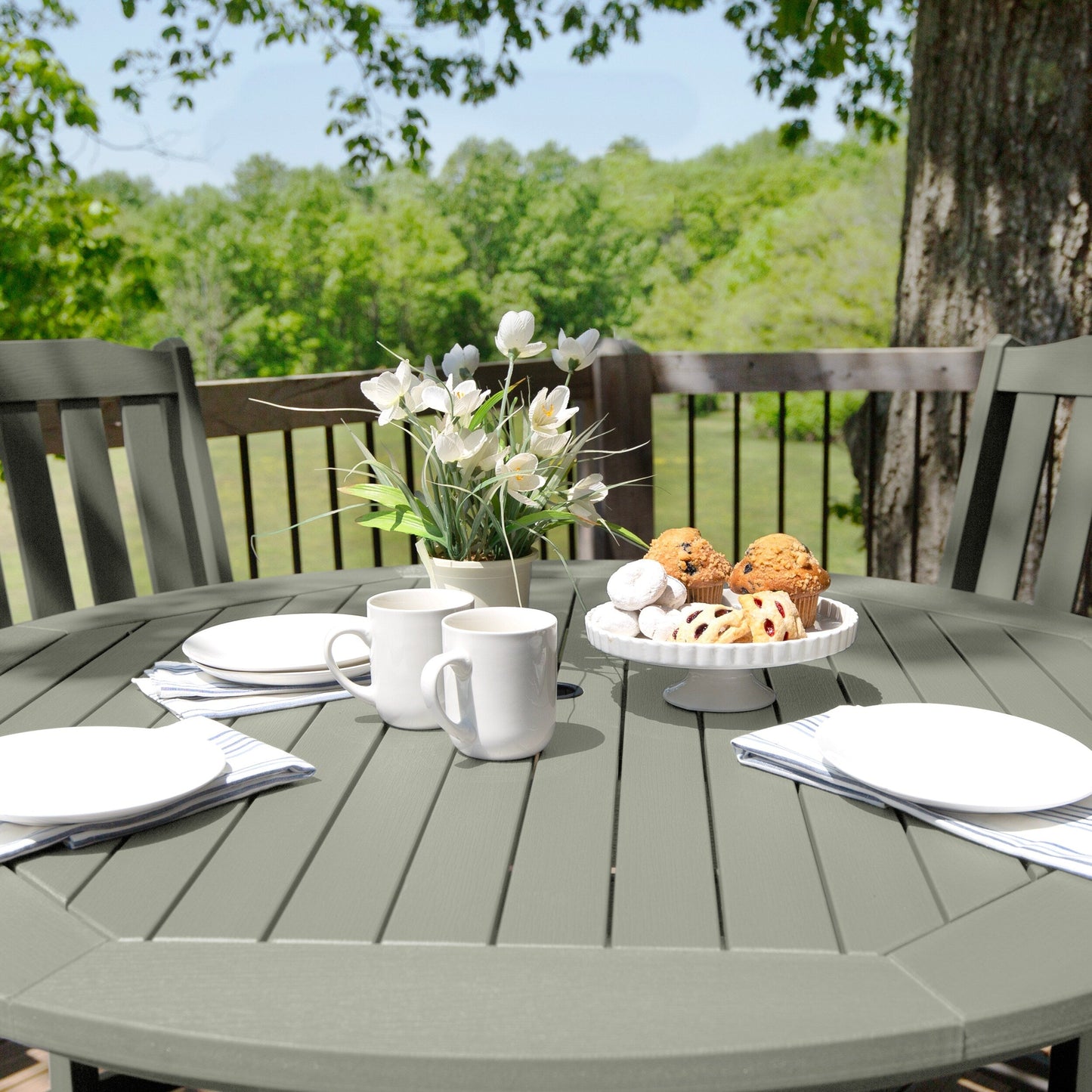 Lehigh 5-piece Outdoor Dining Set - 48 Round Table, Counter-height